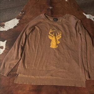 Polo Rue 21 Brown Sweater with Gold Deer Motif